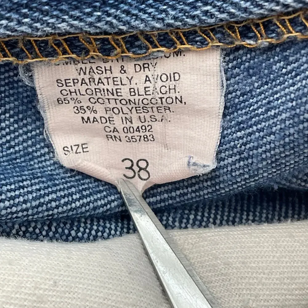 Vintage Lee Jeans Womens 38 USA Union Made High Rise Straight Leg Blue Mom Denim